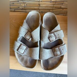 Birkenstock Tan Suede Buckle Sandals